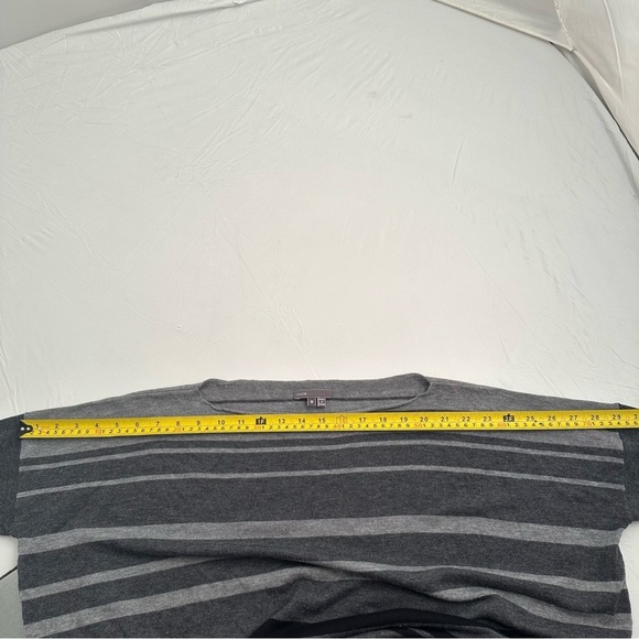 Vince black gray striped Merino wool rayon blend boatneck lightweight sweater - Picture 8 of 10